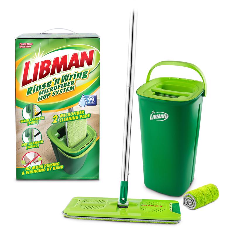 LIBMAN进口代理批发 Libman Rinse 'n Wring 13 英寸 W 超细纤维拖把，带桶