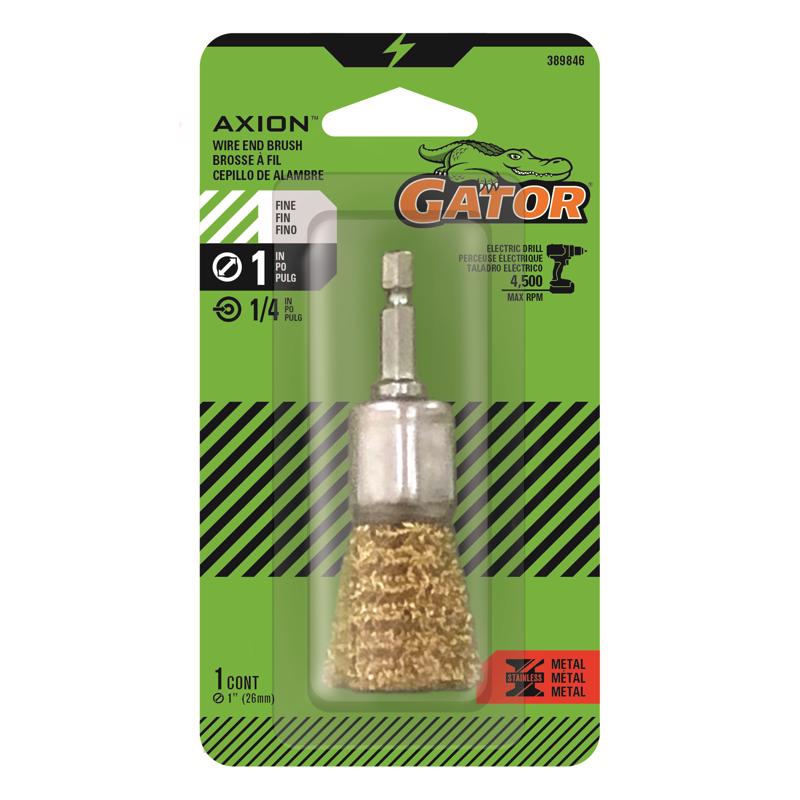 GATOR进口代理批发 Gator 1 英寸精细卷曲端刷黄铜涂层钢 4500 rpm 1 件