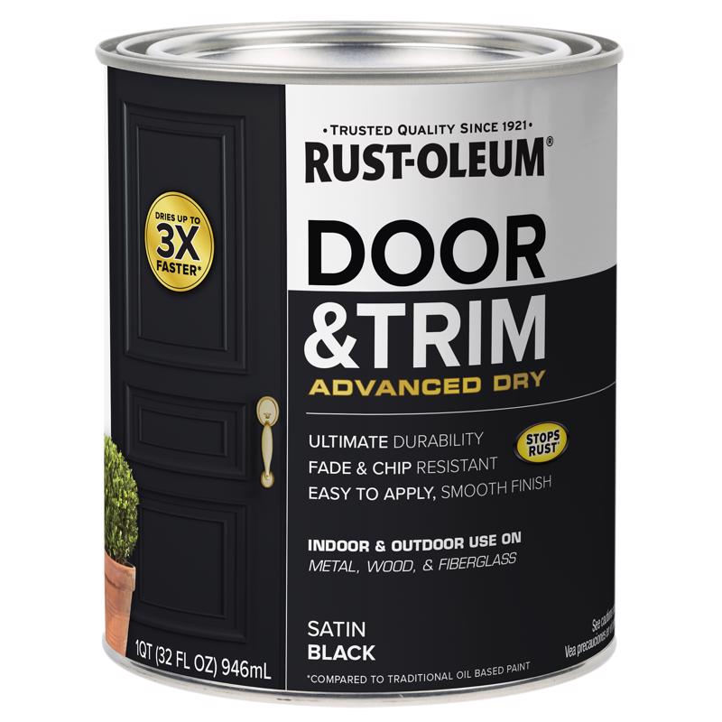 酷牌库|商品详情-RUST-OLEUM进口代理批发 Rust-Oleum Stop Rust Satin Black Water Base 门漆外部和内部 1 夸脱