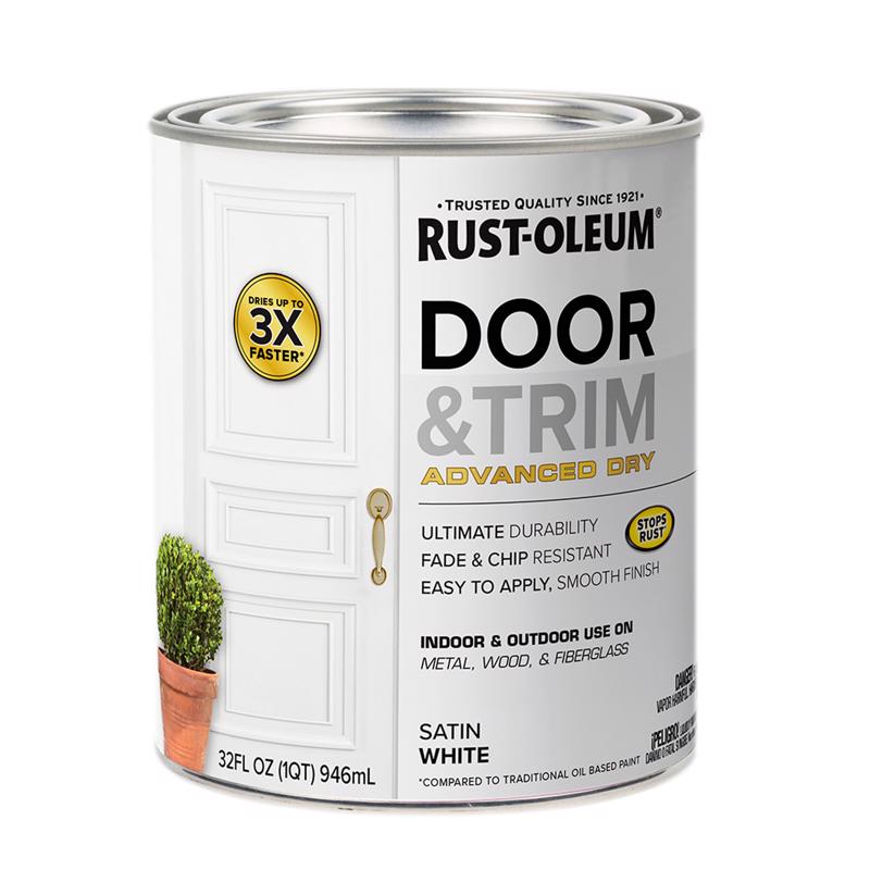 酷牌库|商品详情-RUST-OLEUM进口代理批发 Rust-Oleum Stop Rust Satin White Water Base 门漆外部和内部 1 夸脱