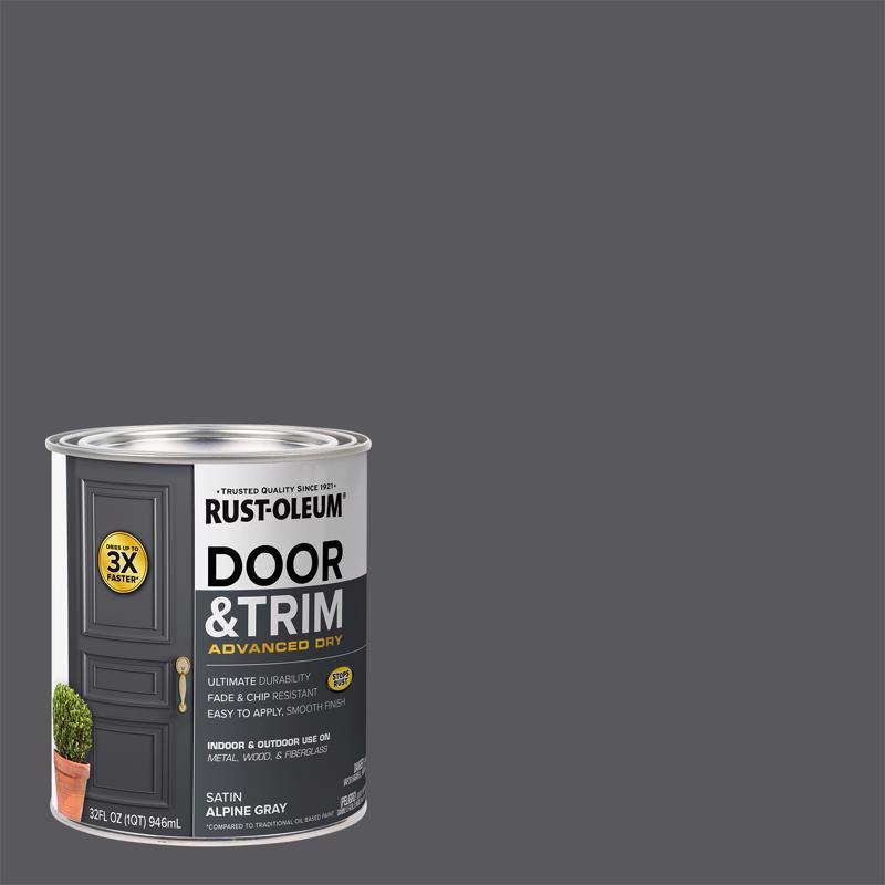 酷牌库|商品详情-RUST-OLEUM进口代理批发 Rust-Oleum Stop Rust Satin Alpine Grey 水基门漆外部和内部 1 夸脱