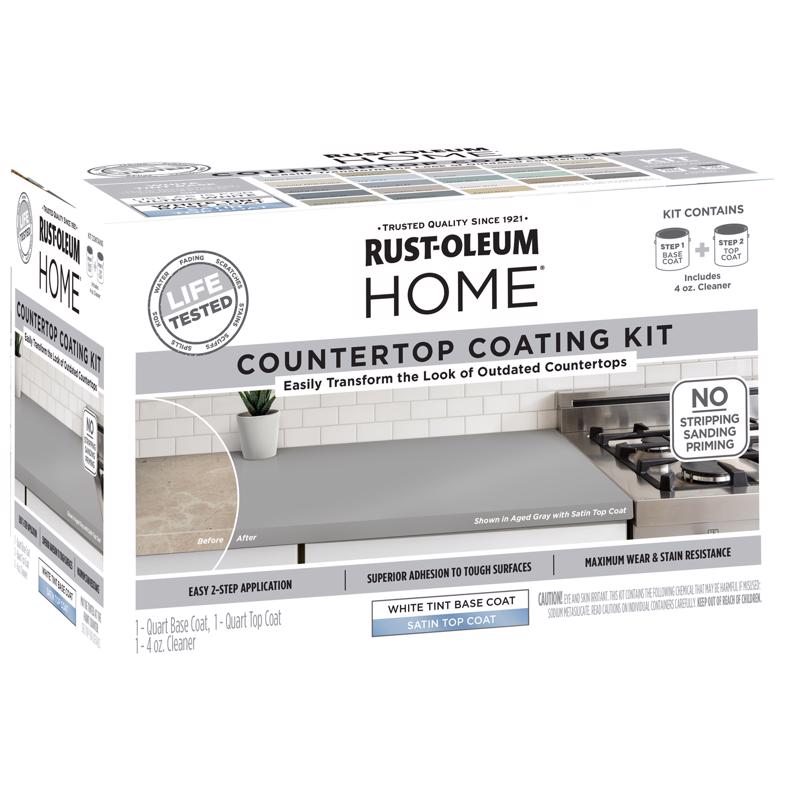 RUST-OLEUM进口代理批发 Rust-Oleum HOME 缎白基丙烯酸台面油漆套件 1 夸脱