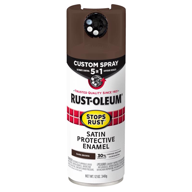 RUST-OLEUM进口代理批发 Rust-Oleum 防锈室内和室外缎面棕色油改性醇酸喷漆 12 盎司