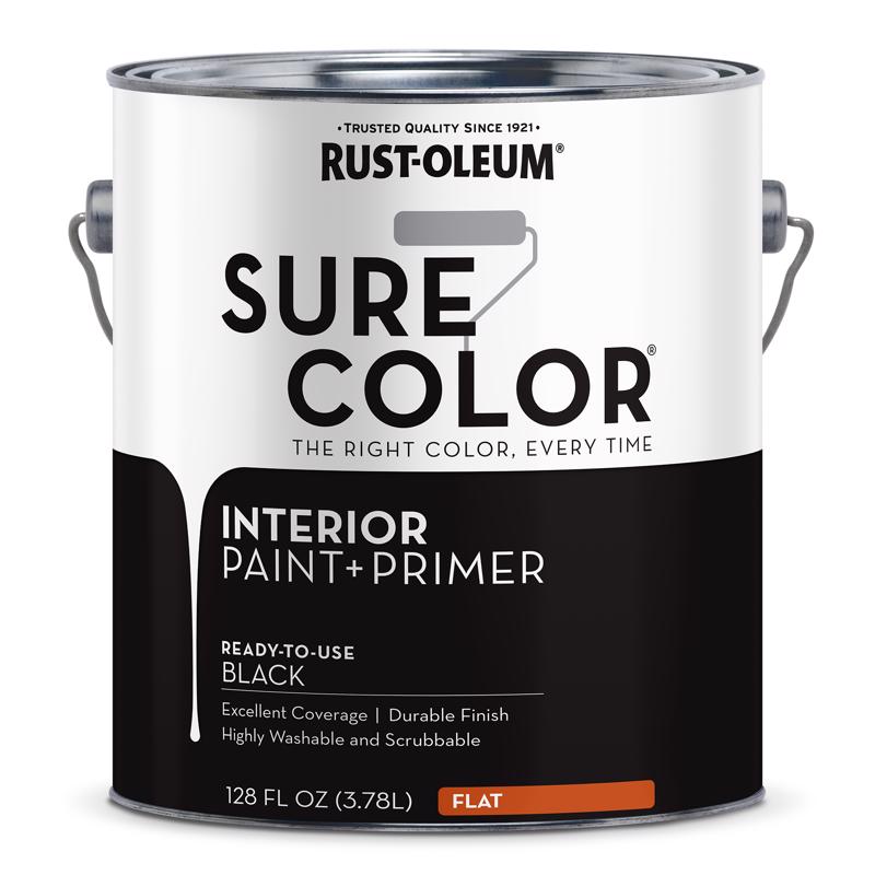 RUST-OLEUM进口代理批发 Rust-Oleum Sure Color 平黑色水性涂料 + 底漆内饰 1 加仑