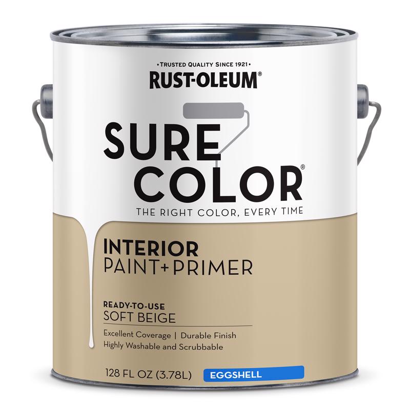 RUST-OLEUM进口代理批发 Rust-Oleum Sure Color 蛋壳软米色水性涂料 + 底漆内饰 1 加仑