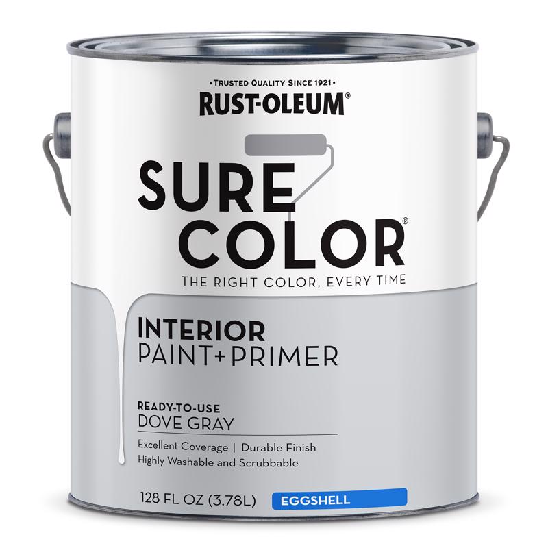 RUST-OLEUM进口代理批发 Rust-Oleum Sure Color 蛋壳鸽灰色水性油漆 + 底漆内饰 1 加仑