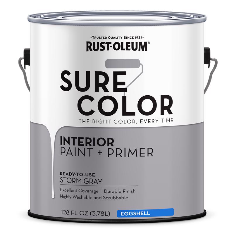 酷牌库|商品详情-RUST-OLEUM进口代理批发 Rust-Oleum Sure Color 蛋壳风暴灰水性油漆 + 底漆内饰 1 加仑