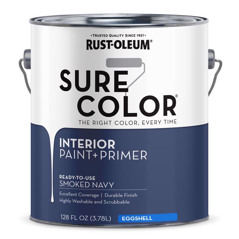 酷牌库|商品详情-RUST-OLEUM进口代理批发 Rust-Oleum Sure Color 蛋壳烟熏海军蓝水性油漆 + 底漆内饰 1 加仑