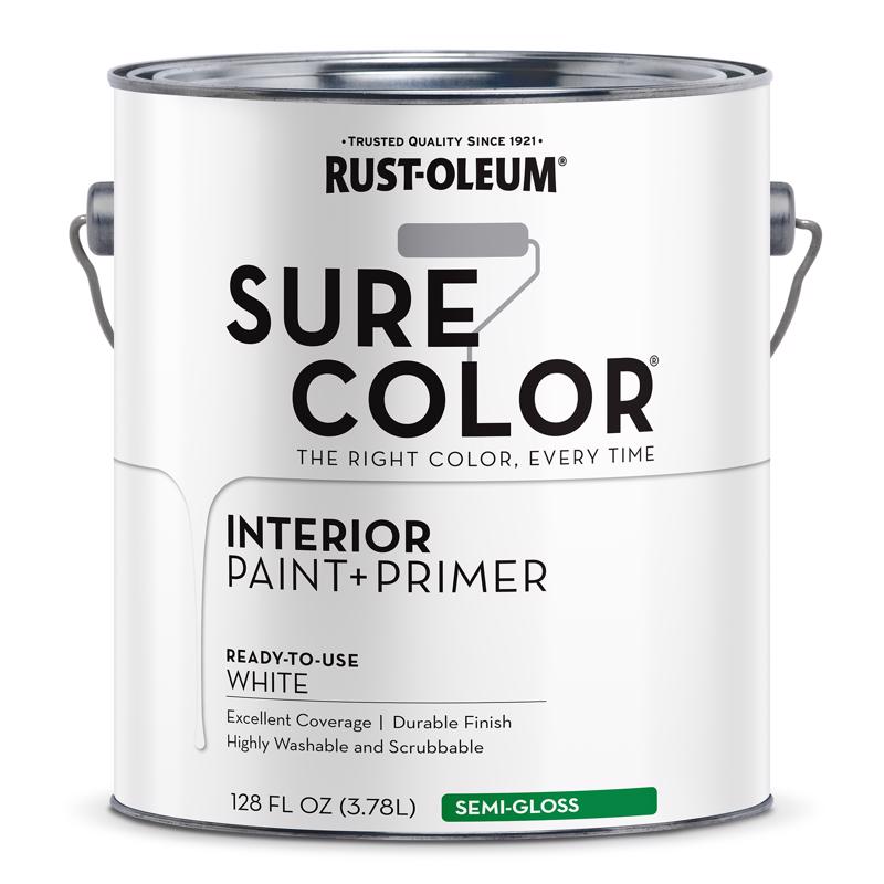 酷牌库|商品详情-RUST-OLEUM进口代理批发 Rust-Oleum Sure Color 半光白色水性涂料 + 底漆内饰 1 加仑