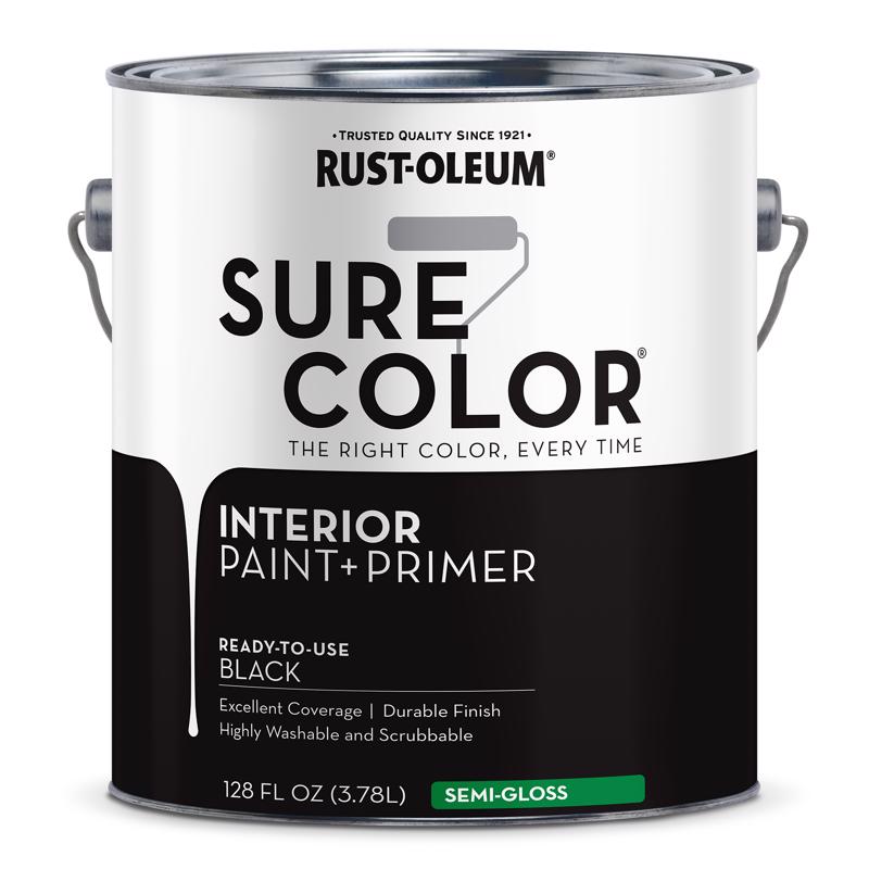 RUST-OLEUM进口代理批发 Rust-Oleum Sure Color 半光黑色水性涂料 + 室内底漆 1 加仑