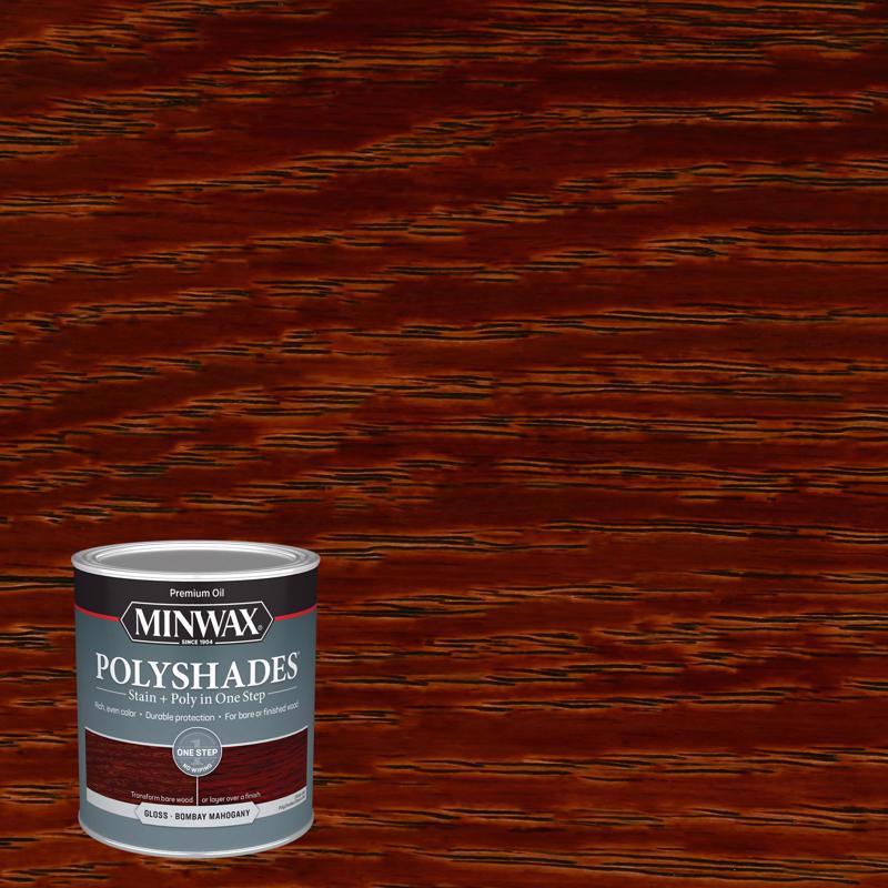 MINWAX进口代理批发 Minwax PolyShades 半透明光泽孟买桃花心木着色剂/聚氨酯饰面 1 夸脱