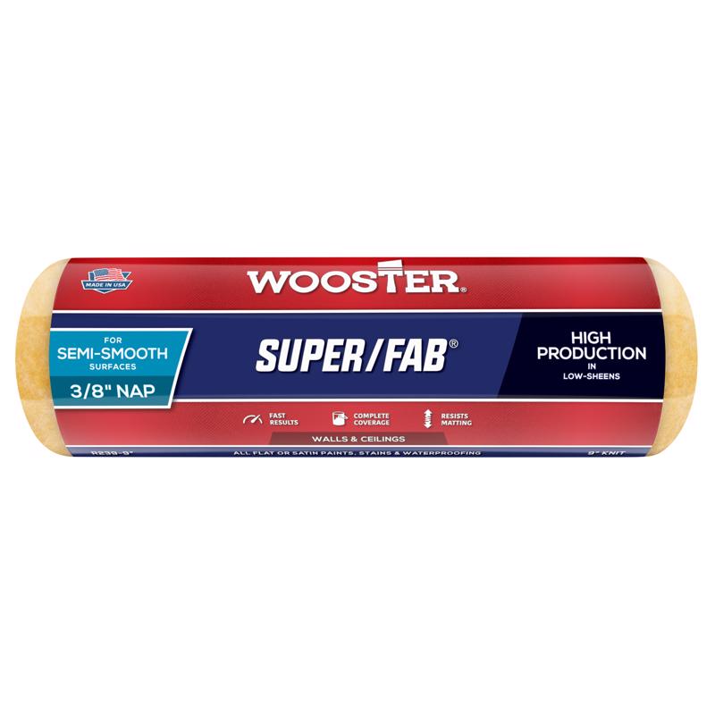 酷牌库|商品详情-WOOSTER进口代理批发 Wooster Super/Fab Knit 9 英寸 WX 3/8 英寸常规油漆滚筒盖 1 个装