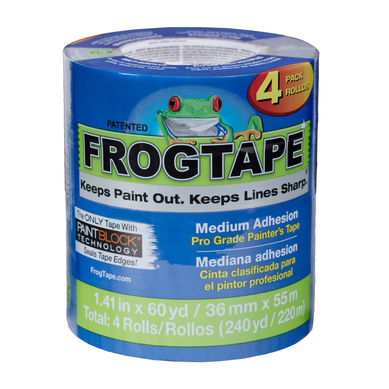 FROGTAPE进口代理批发 FrogTape Pro Grade 1.41 英寸 WX 60 码长蓝色中等强度画家胶带 4 件装