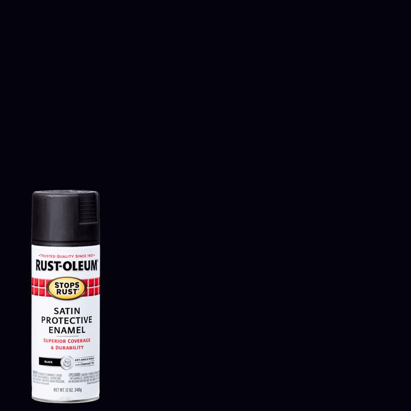 RUST-OLEUM进口代理批发 Rust-Oleum Stops Rust Satin 黑色喷漆 12 盎司