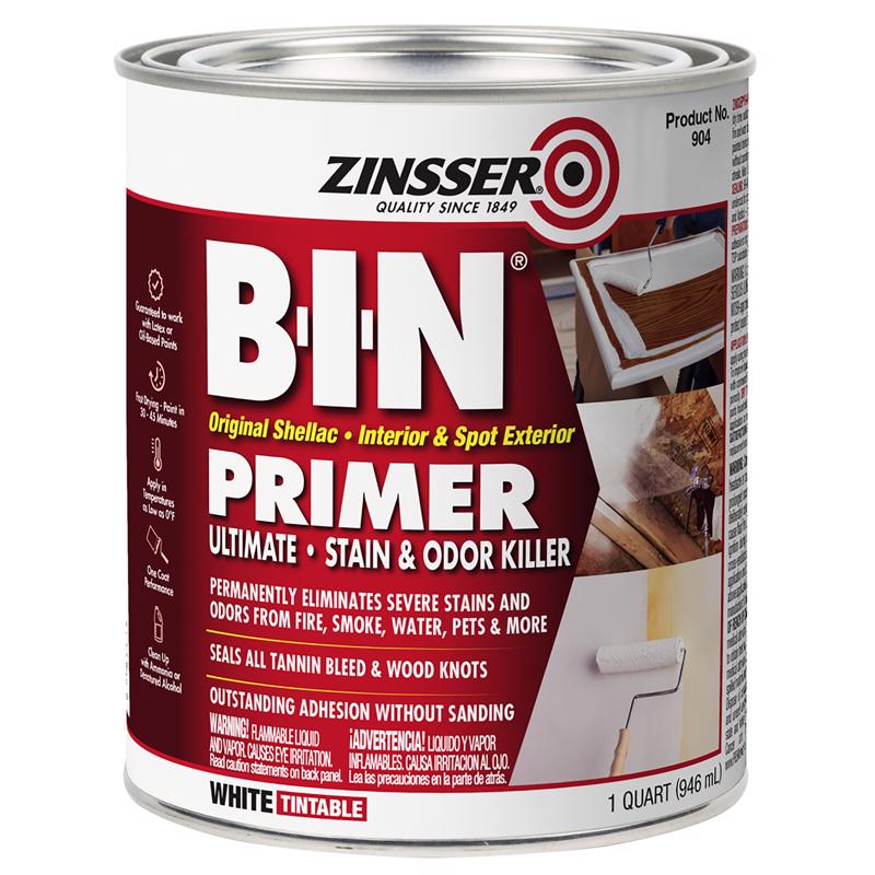 ZINSSER进口代理批发 Zinsser BIN 白色扁平紫胶底漆和密封剂 1 夸脱