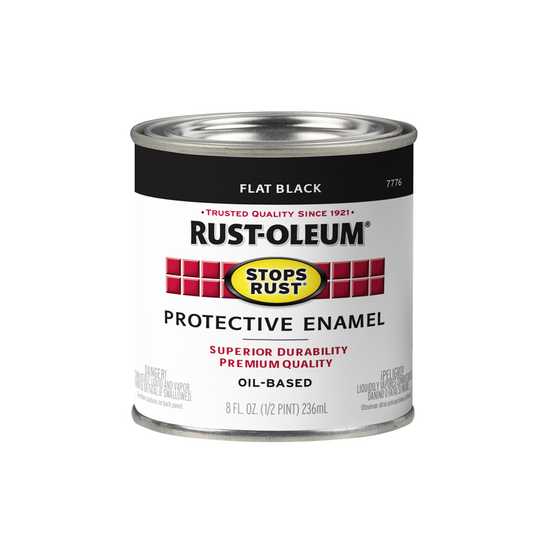 RUST-OLEUM进口代理批发 Rust-Oleum Stops Rusts 室内外平光黑色油基搪瓷保护漆 0.5 pt