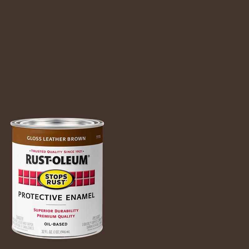 RUST-OLEUM进口代理批发 Rust-Oleum 防锈室内和室外光泽皮革棕色油基防护漆 1 夸脱