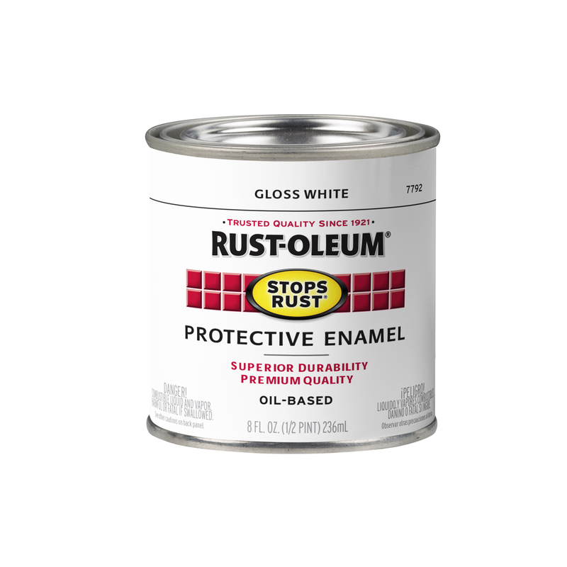 RUST-OLEUM进口代理批发 Rust-Oleum 防锈室内外光泽白色油基搪瓷防护漆 0.5 pt