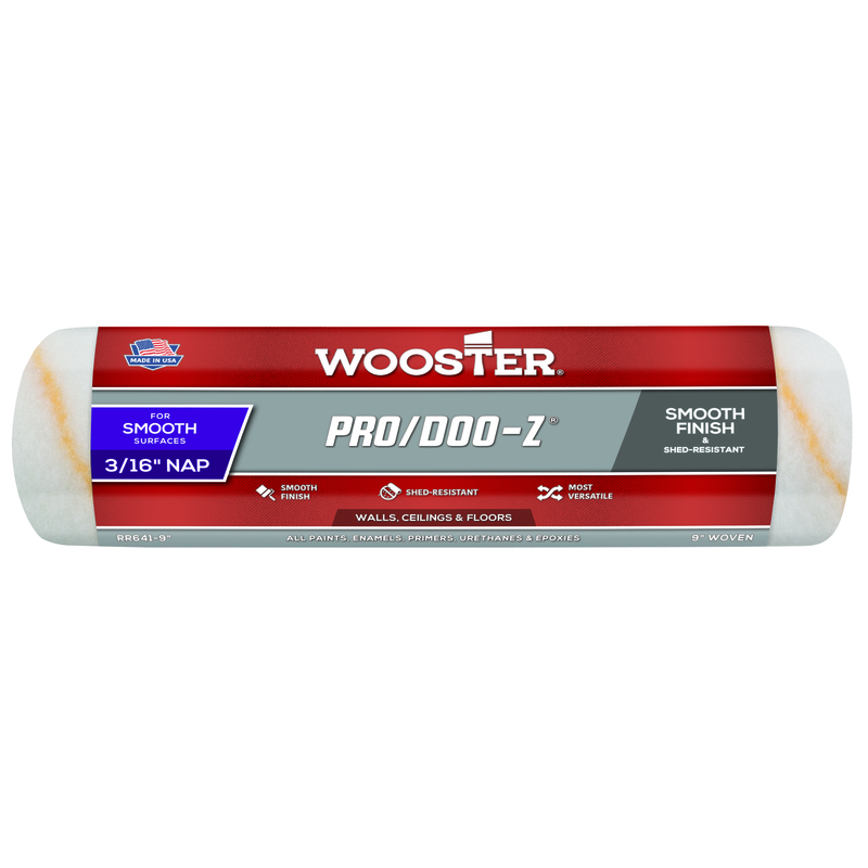 WOOSTER进口代理批发 Wooster Pro/Doo-Z 编织织物 9 英寸宽X 3/16 英寸油漆滚筒盖 1 个装