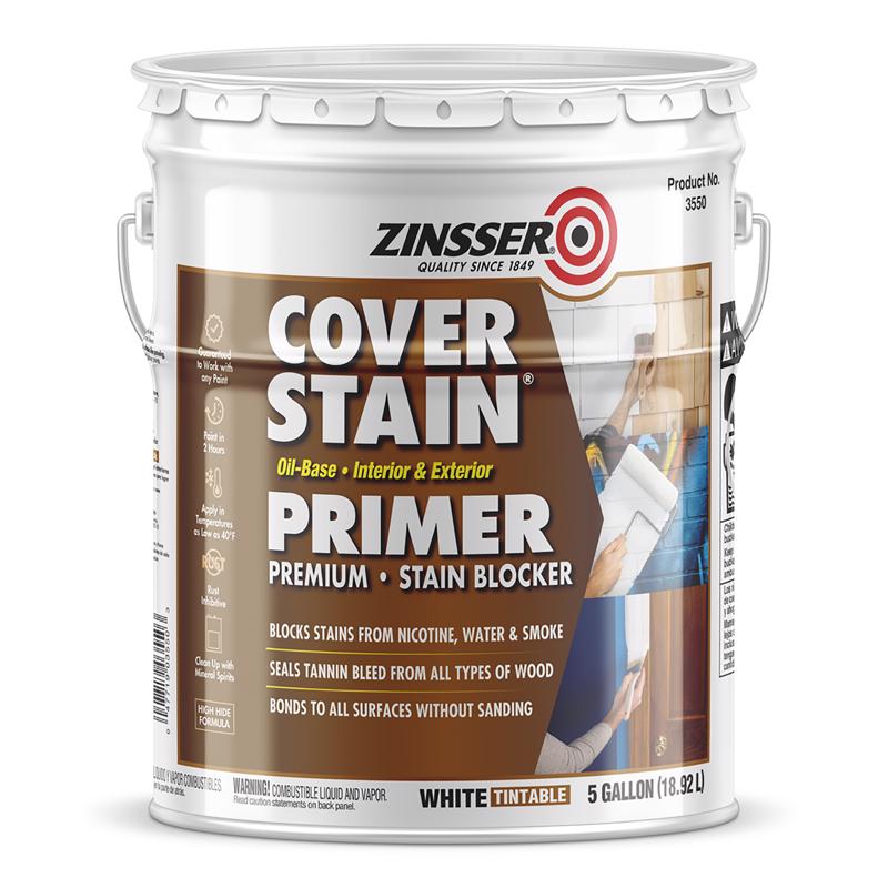 ZINSSER进口代理批发 Zinsser Cover Stain 白色油基醇酸底漆和密封剂 5 加仑