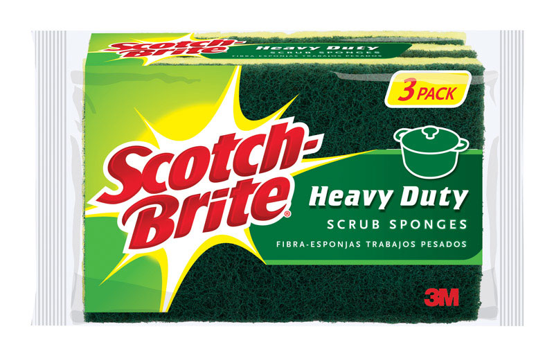 SCOTCH-BRITE进口代理批发 Scotch-Brite 重型海绵，适用于锅碗瓢盆 4.5 英寸长 3 包