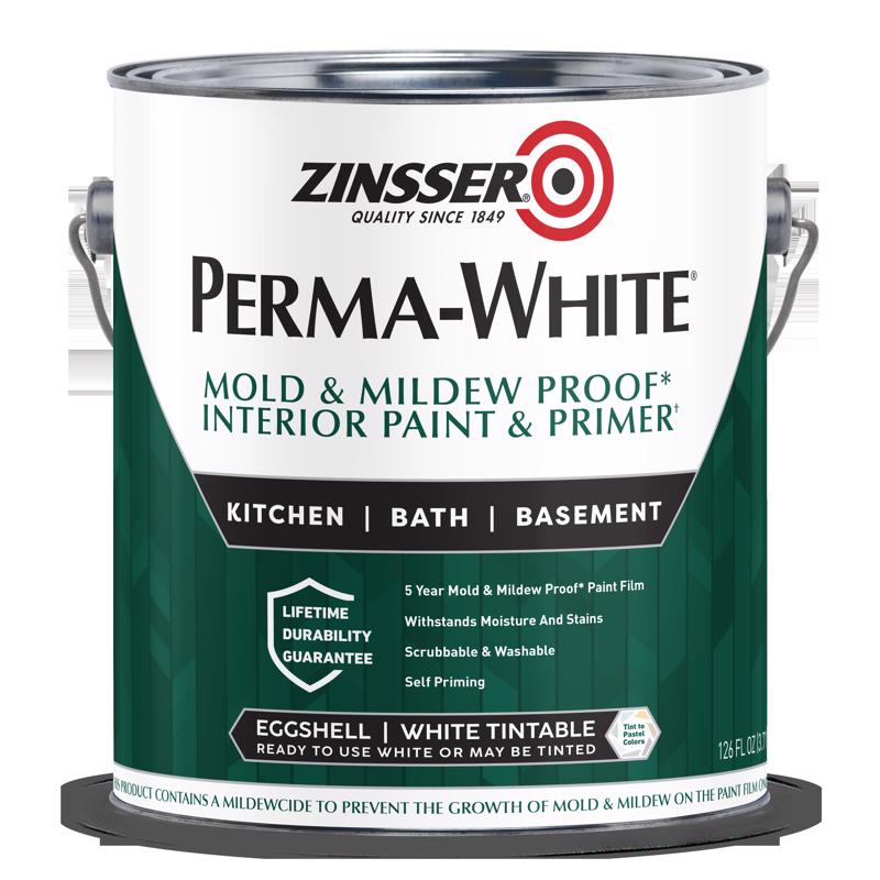 ZINSSER进口代理批发 Zinsser Perma-White 蛋壳白水性防霉室内涂料 1 加仑