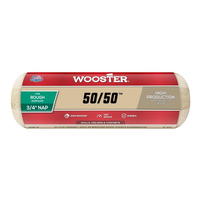 WOOSTER进口代理批发 Wooster 50/50 羊毛聚酯纤维 9 英寸 WX 3/4 英寸 油漆滚筒盖 1 包