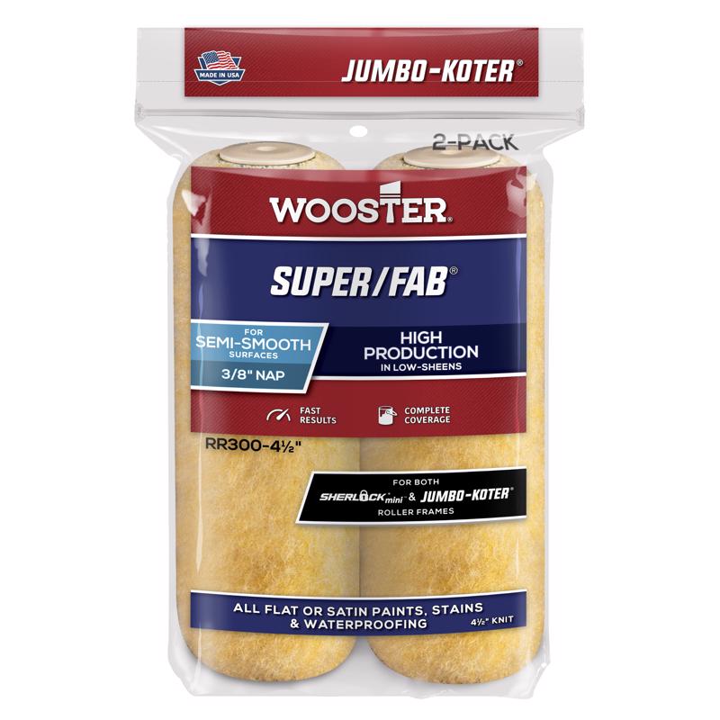 酷牌库|商品详情-WOOSTER进口代理批发 Wooster Super/Fab Knit 4 1/2 英寸 WX 3/8 英寸迷你油漆滚筒盖 2 个装