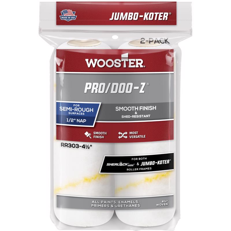 WOOSTER进口代理批发 Wooster Pro/Doo-Z 编织 4 1/2 英寸 WX 1/2 英寸迷你油漆滚筒盖 2 个装