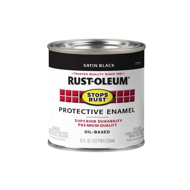 RUST-OLEUM进口代理批发 Rust-Oleum 防锈室内外缎面黑色油基搪瓷防护漆 0.5 pt