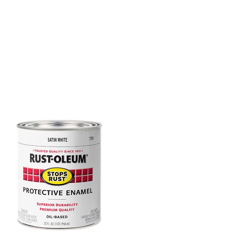 RUST-OLEUM进口代理批发 Rust-Oleum 防锈室内和室外缎面白色油基防护漆 1 夸脱