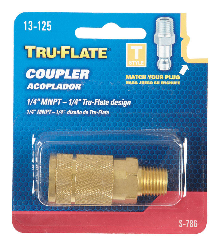 TRU-FLATE进口代理批发 Tru-Flate 黄铜快换接头 1/4 英寸外螺纹 1 件