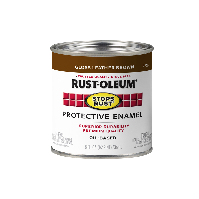 RUST-OLEUM进口代理批发 Rust-Oleum 防锈室内外光泽皮革棕色油基防护漆 0.5 磅