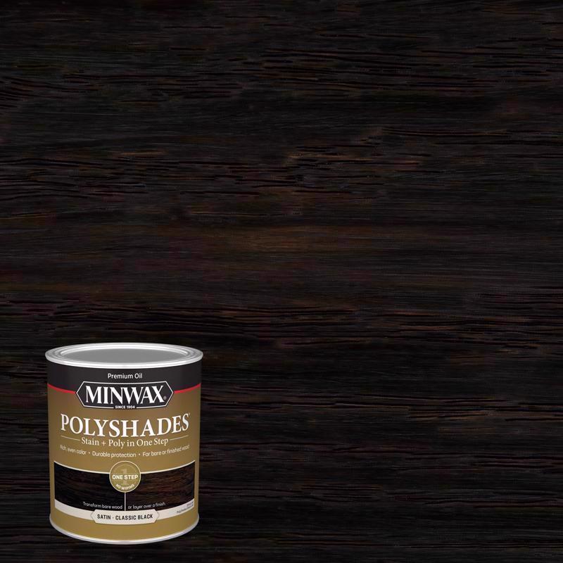 MINWAX进口代理批发 Minwax PolyShades 半透明缎面经典黑色油基着色剂/聚氨酯饰面 1 夸脱