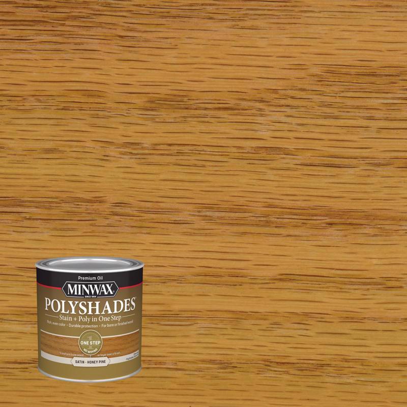 MINWAX进口代理批发 Minwax PolyShades 半透明缎面蜜松油基着色剂/聚氨酯面漆 1/2 pt