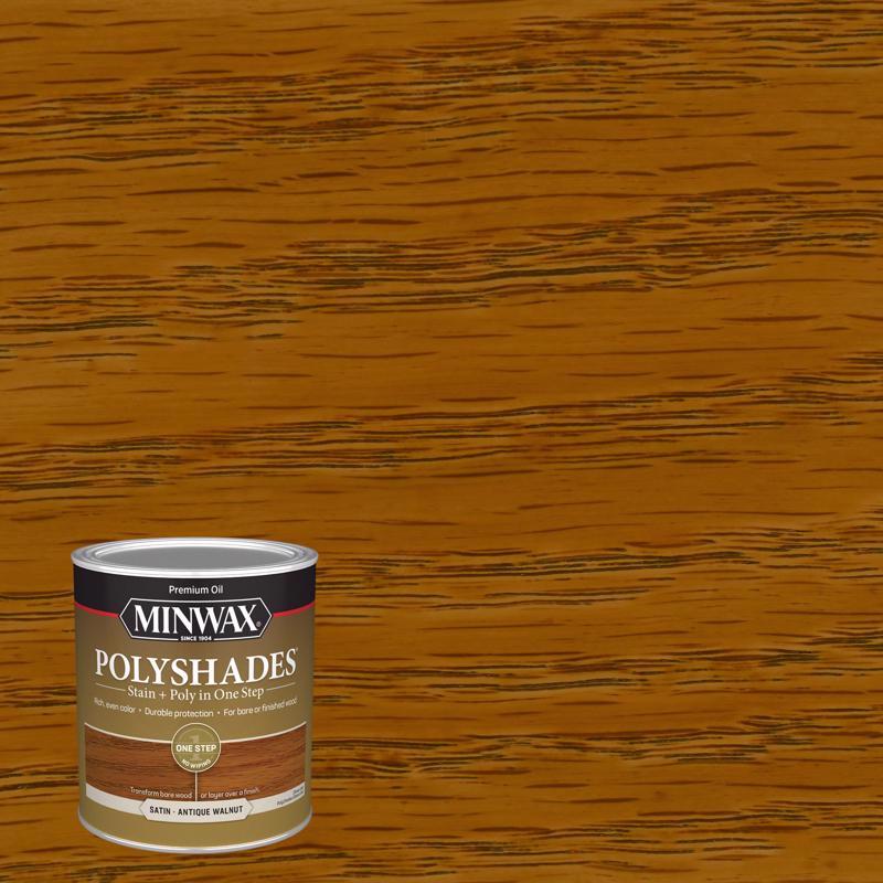 MINWAX进口代理批发 Minwax PolyShades 半透明缎面仿古胡桃木油基着色剂/聚氨酯饰面 1 夸脱