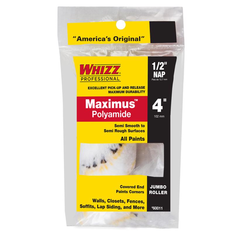 酷牌库|商品详情-WHIZZ进口代理批发 Whiz Maximus 聚酰胺织物 4 英寸宽X 1/2 英寸巨型迷你油漆滚筒盖 1 个装