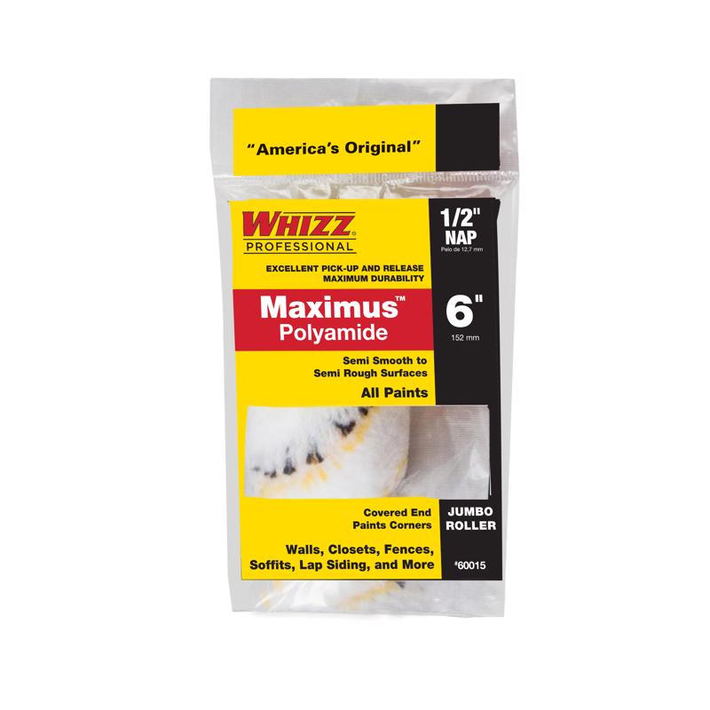 WHIZZ进口代理批发 Whiz Maximus 聚酰胺织物 6 英寸宽X 1/2 英寸巨型迷你油漆滚筒盖 1 个装