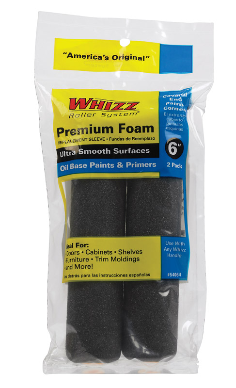 WHIZZ进口代理批发 Whiz Foam 6 英寸宽X 1/2 英寸迷你油漆滚筒盖 2 个装