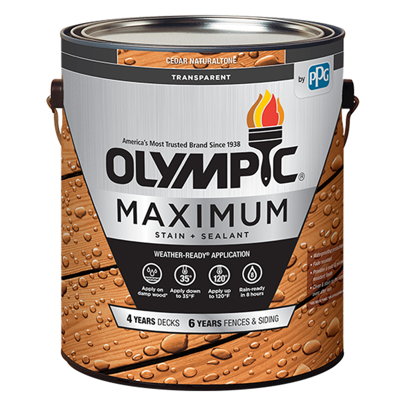 酷牌库|商品详情-OLYMPIC进口代理批发 Olympic Maximum 低光泽雪松天然色调油基着色剂和封闭剂 1 加仑