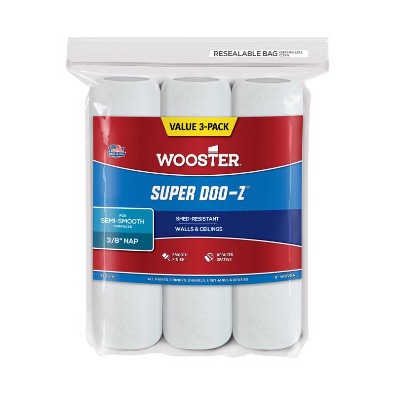 酷牌库|商品详情-WOOSTER进口代理批发 Wooster Super Doo-Z 织物 9 英寸宽X 3/8 英寸油漆滚筒盖 3 个装