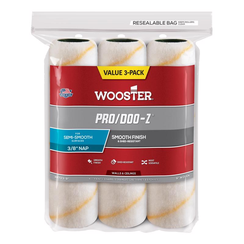 WOOSTER进口代理批发 Wooster Pro Doo-Z 编织织物 9 英寸宽X 3/8 英寸油漆滚筒盖 3 个装