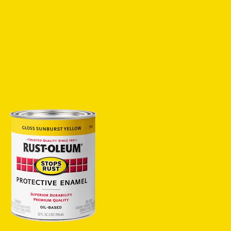 RUST-OLEUM进口代理批发 Rust-Oleum 防锈室内外光泽旭日黄色油基防护漆 1 夸脱