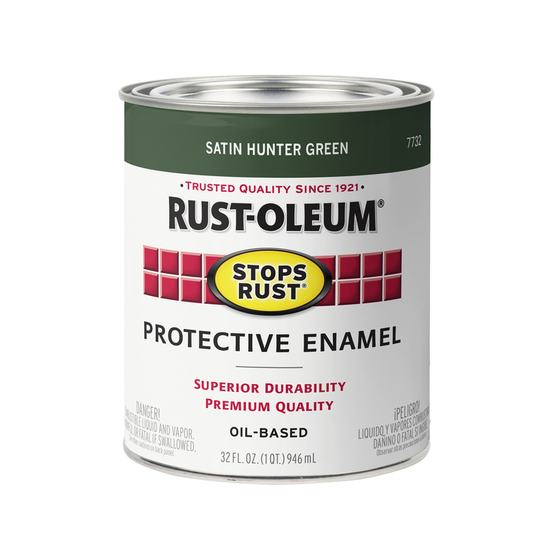 RUST-OLEUM进口代理批发 Rust-Oleum 防锈室内外 Satin Hunter 绿色防护漆 1 夸脱