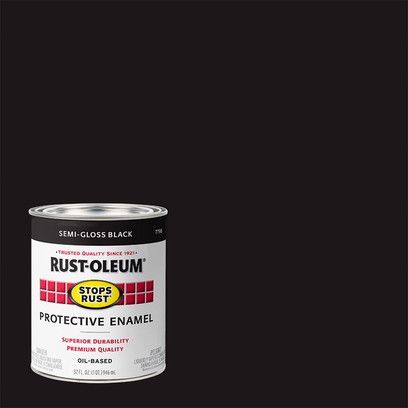 RUST-OLEUM进口代理批发 Rust-Oleum 防锈室内外半光黑色油基防护漆 1 夸脱