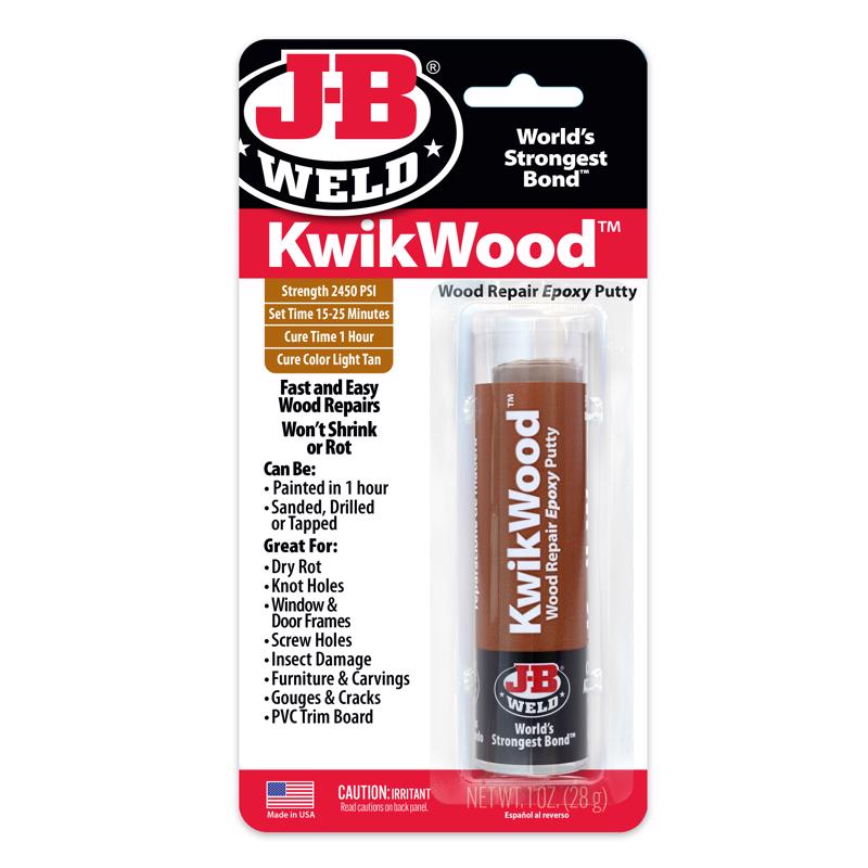 J-B WELD进口代理批发 JB Weld KwikWood 棕褐色腻子棒 1 盎司