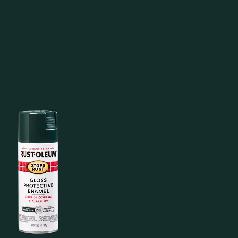 RUST-OLEUM进口代理批发 Rust-Oleum Stops Rust Gloss 暗猎人绿色喷漆 12 盎司