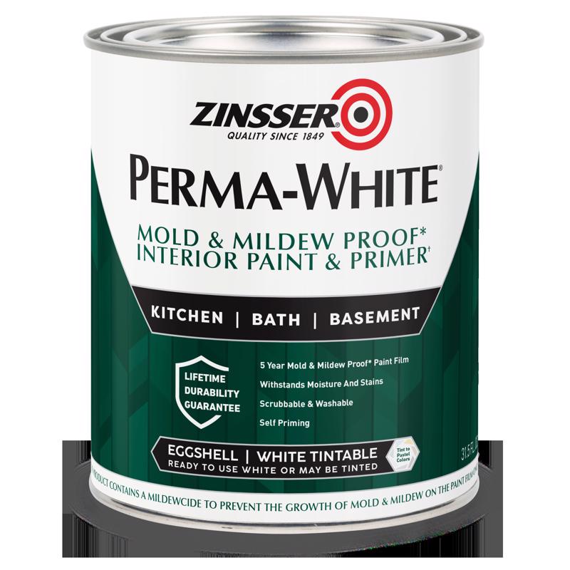 酷牌库|商品详情-ZINSSER进口代理批发 Zinsser Perma-White 蛋壳白色水基防霉涂料内饰 1 夸脱