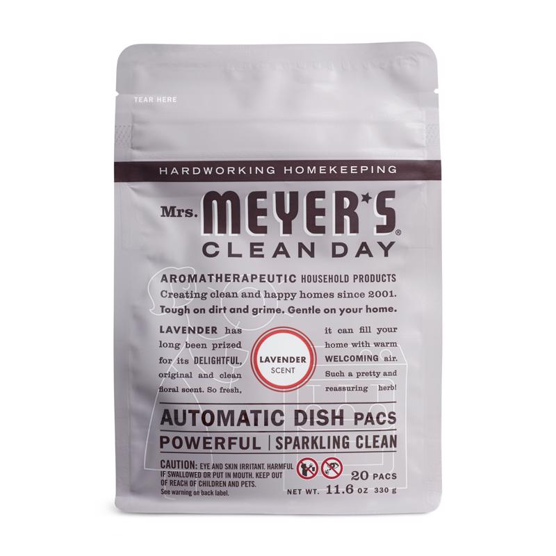 MRS. MEYER'S进口代理批发 Mrs. Meyer's Clean Day 薰衣草香粉洗碗机清洁剂 11.6 盎司 20 包