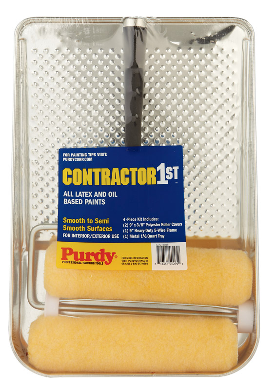 PURDY进口代理批发 Purdy Contractor 1st 9 英寸宽常规油漆滚筒套件螺纹端